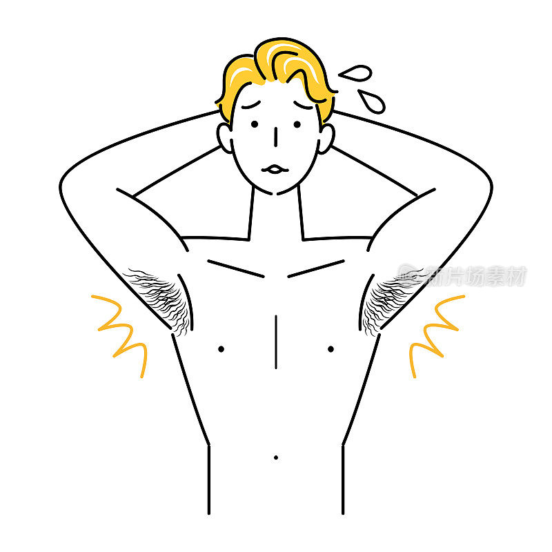 Cute man who cares about body hair with upper body simple vector可爱的男人谁关心他的体毛。插图。Simple.Vector。